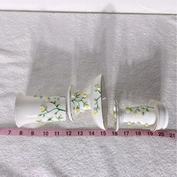 Vintage Ceramic Yellow Flower Bathroom Set Toothbrush Holder Cup Soap Dish - Picture 9 of 12